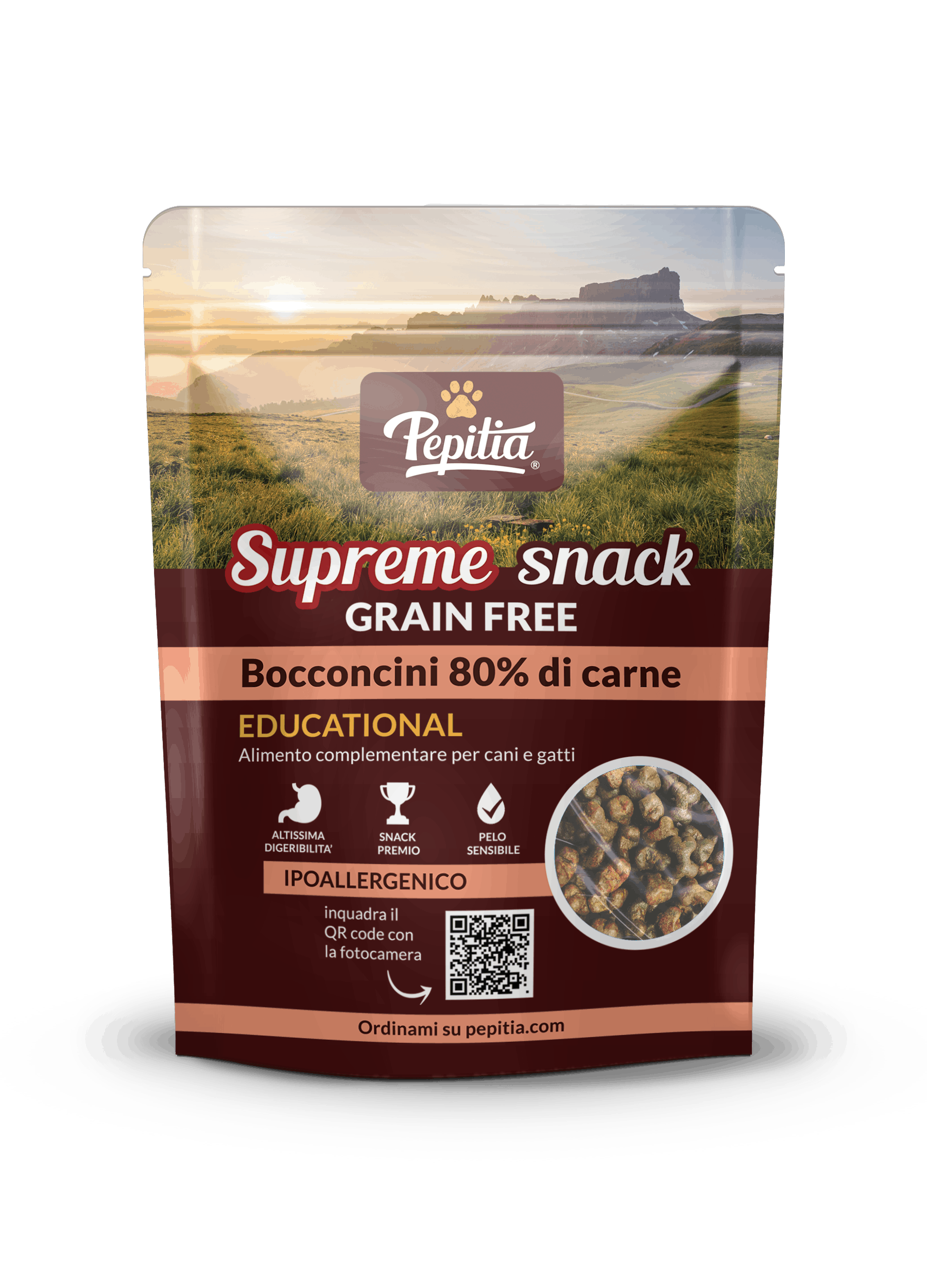 SUPREME SNACK Grain Free Educational 80% di carne cucinata