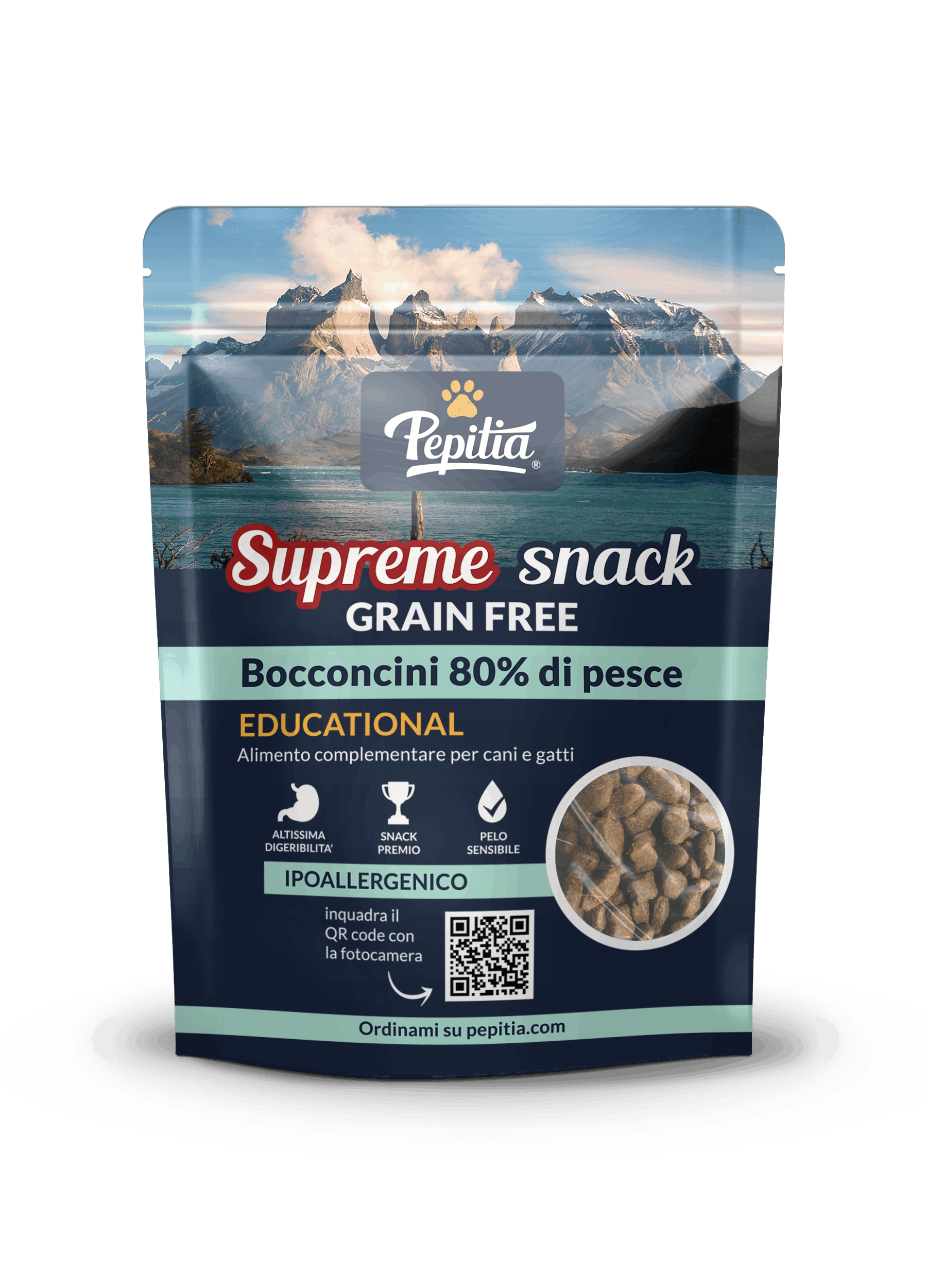 SUPREME SNACK Grain Free Snack Educational 80% di Pesce cucinato