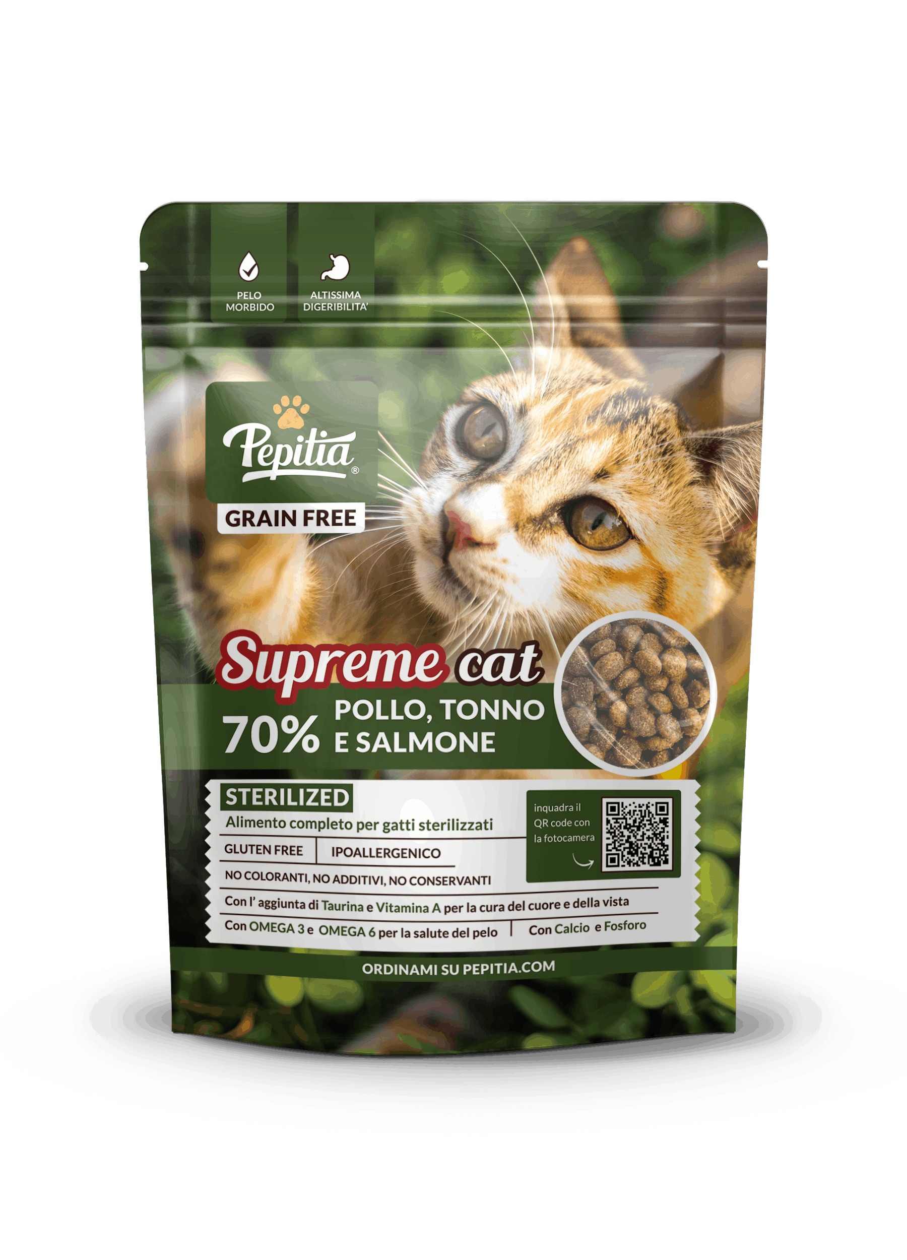 SUPREME CAT Grain Free Sterilized - 70% Pollo, Tonno e Salmone - Gatti sterilizzati