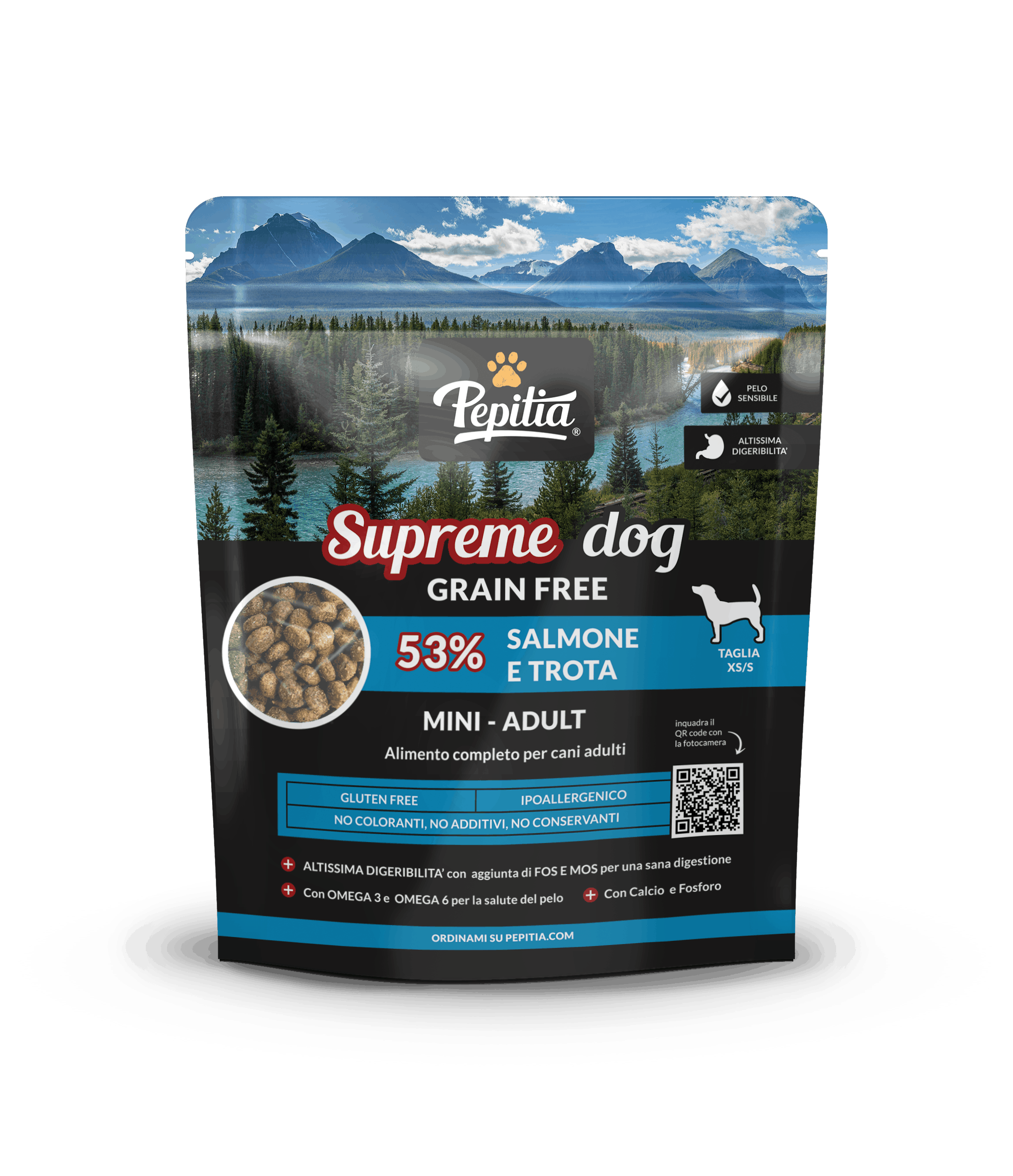 SUPREME DOG Grain Free - Salmone e Trota 53% - Adulti taglia piccola